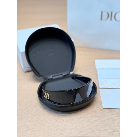 Dior Black Shield Sunglasses with Gold CD Logo
